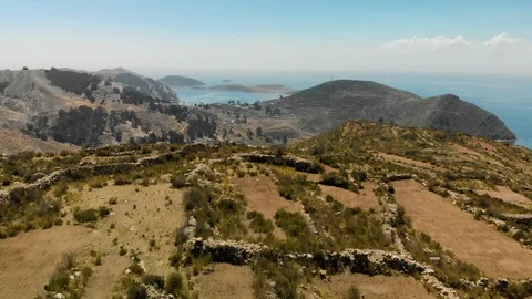 Inca ruins on Isla del Sol (Island of the Sun) in Lake Titicaca Stock Footage 124509807