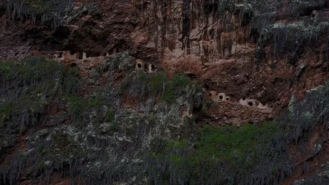 Inca Ruins on Mountain 2 [Drone Footage] Stock Footage 88390841