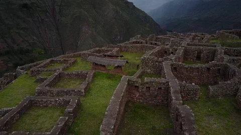 Inca Ruins on Mountain 4 [Drone Footage] Stock Footage 88390860