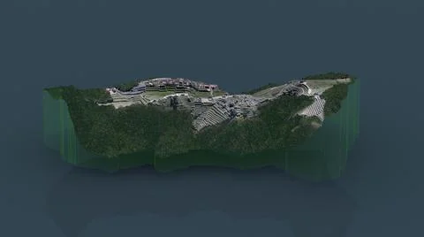 Inca style ancient city Machu Picchu 3D render illustration Illustrazione stock