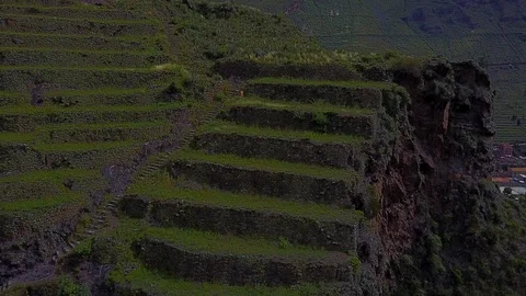 Inca Terrace on Mountain 2 [Drone Footage] Stock Footage 88390964