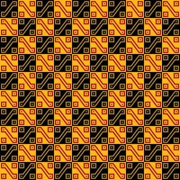 Inca textile motif with key pattern, part of a tunic, seamless tile Stock Illustration