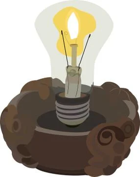 Incandescent lamp in the candlestick with a flame inside Stock Illustration