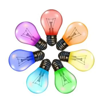 Incandescent lamps with rainbow colors Stock Illustration