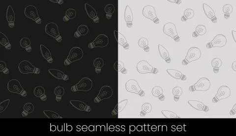 Incandescent light bulb seamless pattern set, great design for any purposes. Stock Illustration