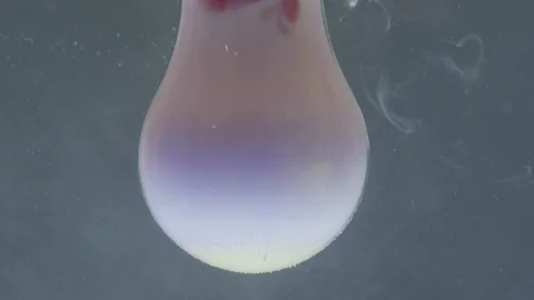 Incandescent light bulb veiled by red paint Stock Footage 100019602