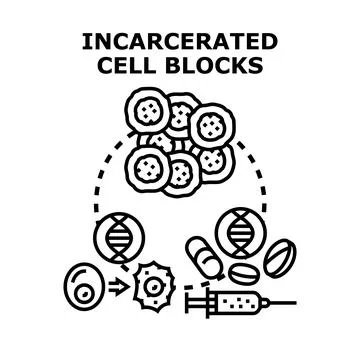 Incarcerated cell block development and medical research Illustrazione stock