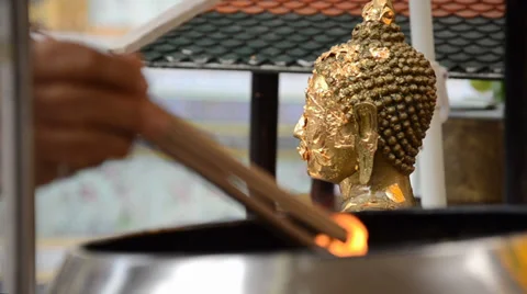 Incense and buddha statue 库存影片 36164414