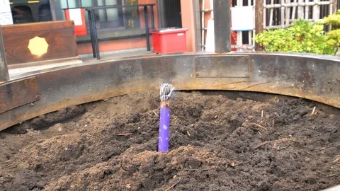 The incense on the big pot inside the Senso-ji temple in Tokyo Japan Stock Footage 121424816