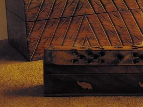 Incense box on a rustic table. Foto stock