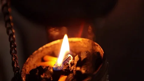 Incense burner with fire Stock Footage 77416478