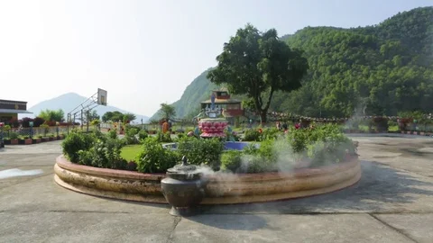 An incense burner outside a Buddhist monastery Stock Footage 77443723