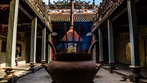 Incense burning at Ba Thien Hau pagoda, Ho Chi Minh City, Vietnam time lapse Stock Footage 116858167