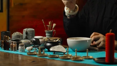 Incense burning ceremony Stock Footage 105608647