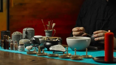 Incense burning ceremony Stock Footage 105608735