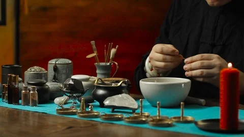 Incense burning ceremony Stock Footage 105608801