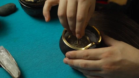 Incense burning ceremony Stock Footage 105608925