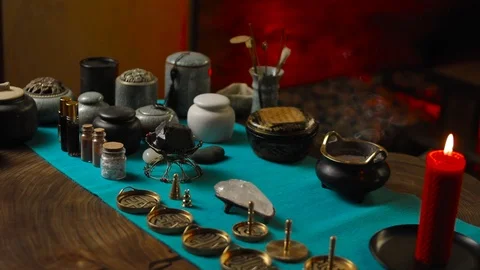 Incense burning ceremony Stock Footage 105609285