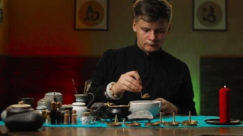 Incense burning ceremony Stock Footage 105609442