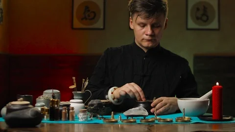 Incense burning ceremony Stock Footage 105609546