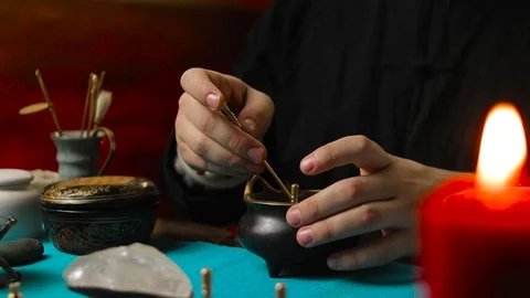 Incense burning ceremony Stock Footage 105609634