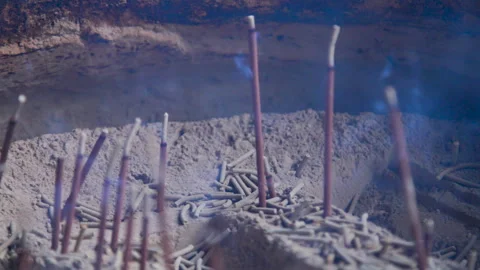 Incense Burning Ceremony at Oshoko Senko Shrine Area - Kyoto, Japan Stock Footage 336829853