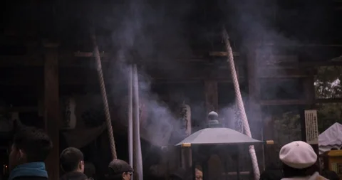 Incense Burning in Kyoto Temple Stock Footage 87109229