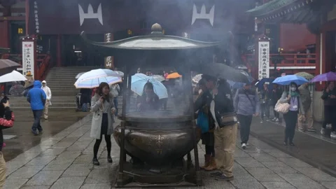 Incense Burning At Senso-Ji Temple In Tokyo, Japan Stock Footage 159152748