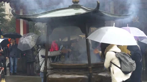 Incense Burning At Senso-Ji Temple In Tokyo, Japan Stock Footage 159153889