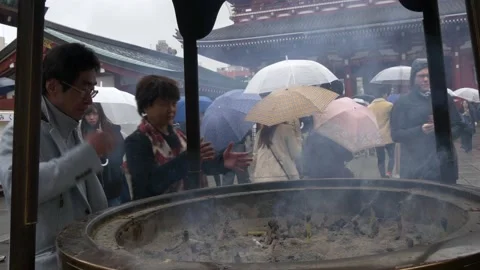 Incense Burning At Senso-Ji Temple In Tokyo, Japan Stock Footage 159153940