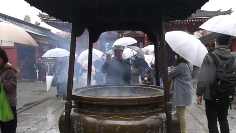 Incense Burning At Senso-Ji Temple In Tokyo, Japan Stock Footage 159153961