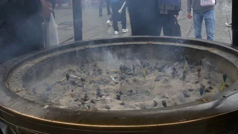 Incense Burning At Senso-Ji Temple In Tokyo, Japan Stock Footage 159154002