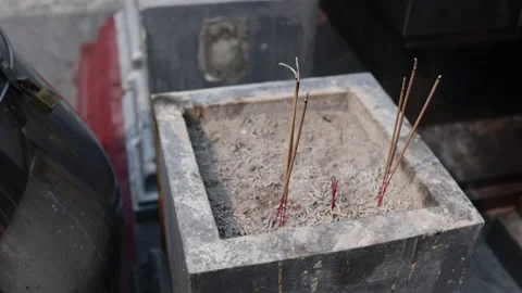 Incense Burning at the Wat Sri Suphan Silver Temple, Chiang Mai, Thailand Stock Footage 237716500