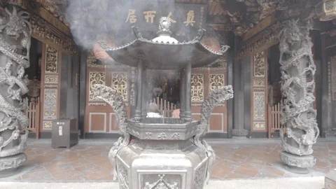 Incense in front of Asian temple Stock Footage 85810205