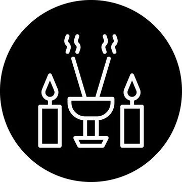 Incense icon rounded white colour chinese new year symbol perfect. Stock Illustration