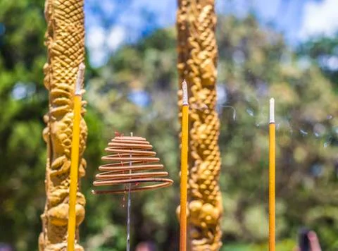 Incense in the local temple. Stock Photos