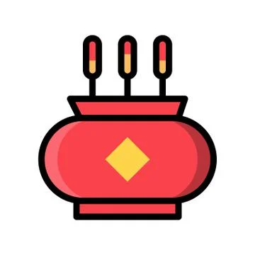 Incense pot vector, Chinese New Year related filled style icon editable strok Stock Illustration