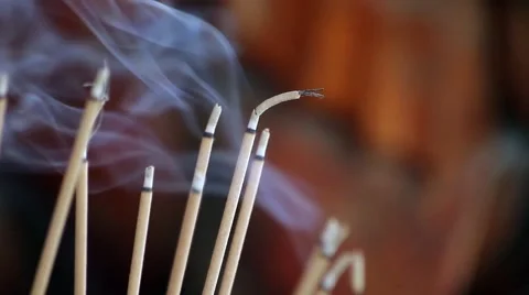 Incense smoke in budha temple Stock Footage 43014839