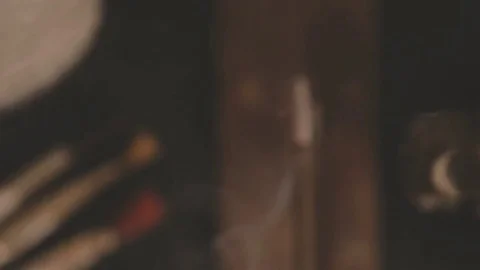 Incense Smoke Top View Stock Footage 79218490