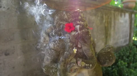 Incense on statue Stock Footage 55455711