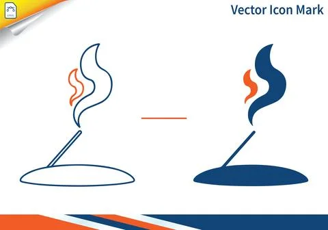 Incense stick with smoke vector icon mark. Stock Illustration