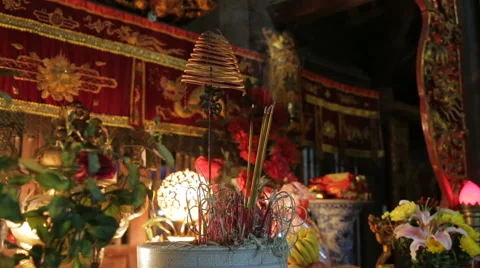 Incense Sticks In Buddhist Temple Stock Footage 59578077