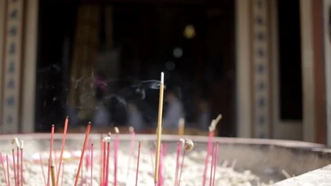 Incense sticks burning close-up Stock Footage 73318845