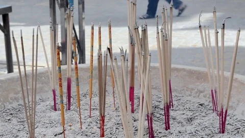 Incense sticks with smoke Stock Footage 71637320