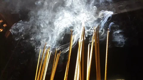 Incense Temple smoke Stock Footage 95158734
