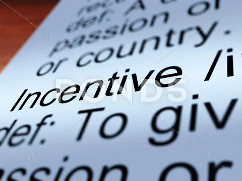 Incentive definition closeup showing enticing Stock Illustration