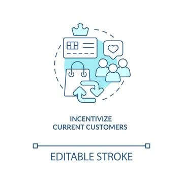 Incentivize current customers turquoise concept icon Stock Illustration