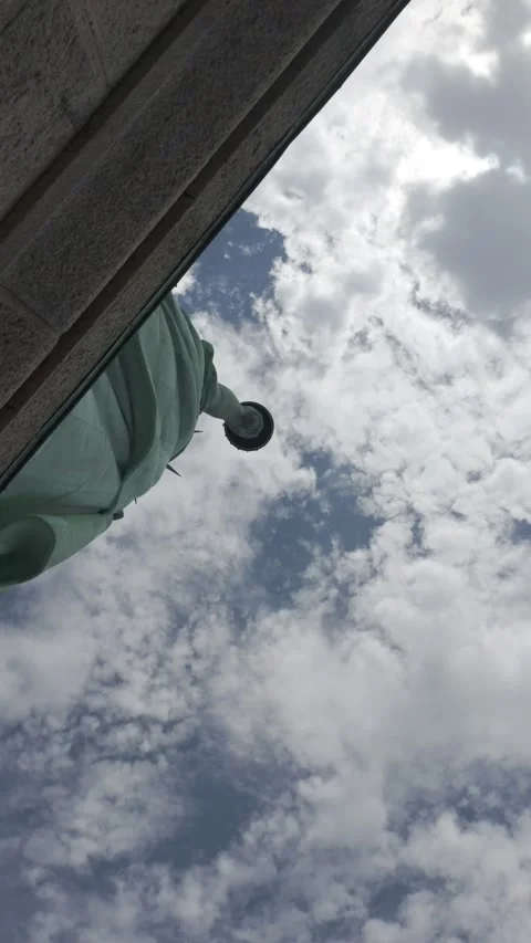 Inception shot of the Statue of Liberty from below, New York 4k Stock Footage 280640603