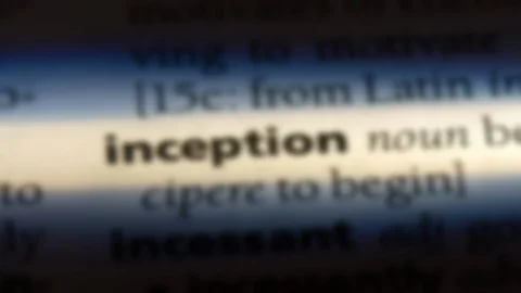 Inception word in a dictionary. Stock Footage 99561041