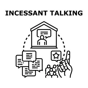Incessant talking during online communication and virtual meeting Ilustração Stock